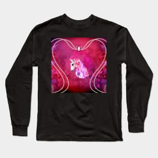 Wonderful colorful unicorn with flowers Long Sleeve T-Shirt